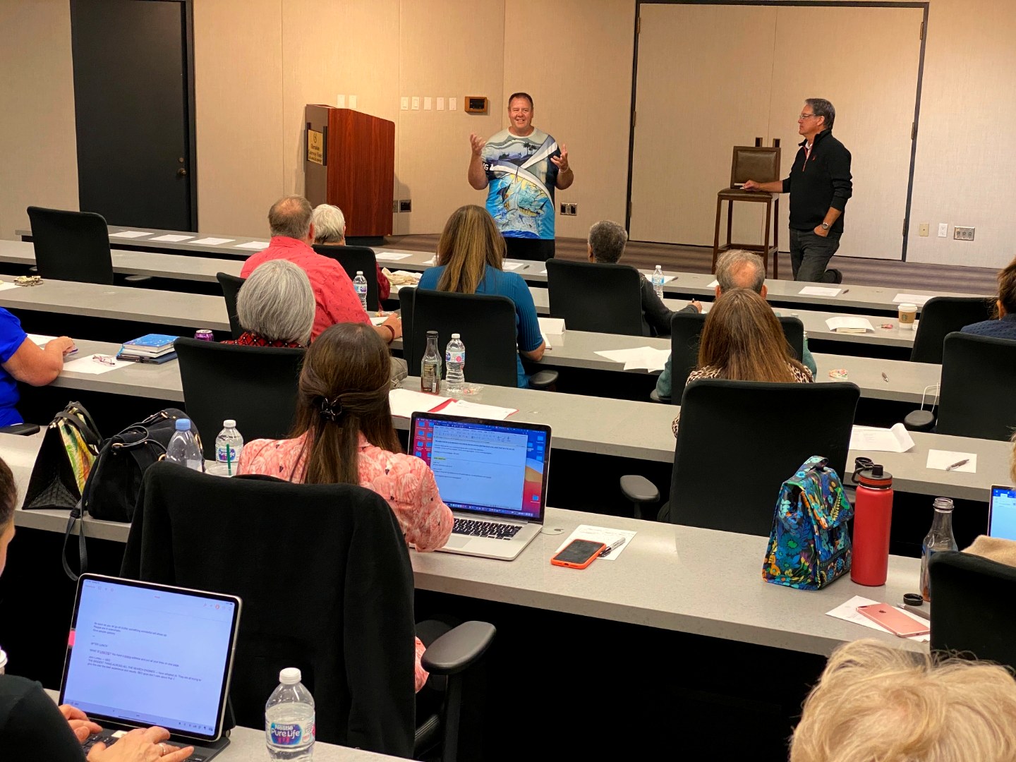 John Limbocker teaching a live ACT classroom of small business owners