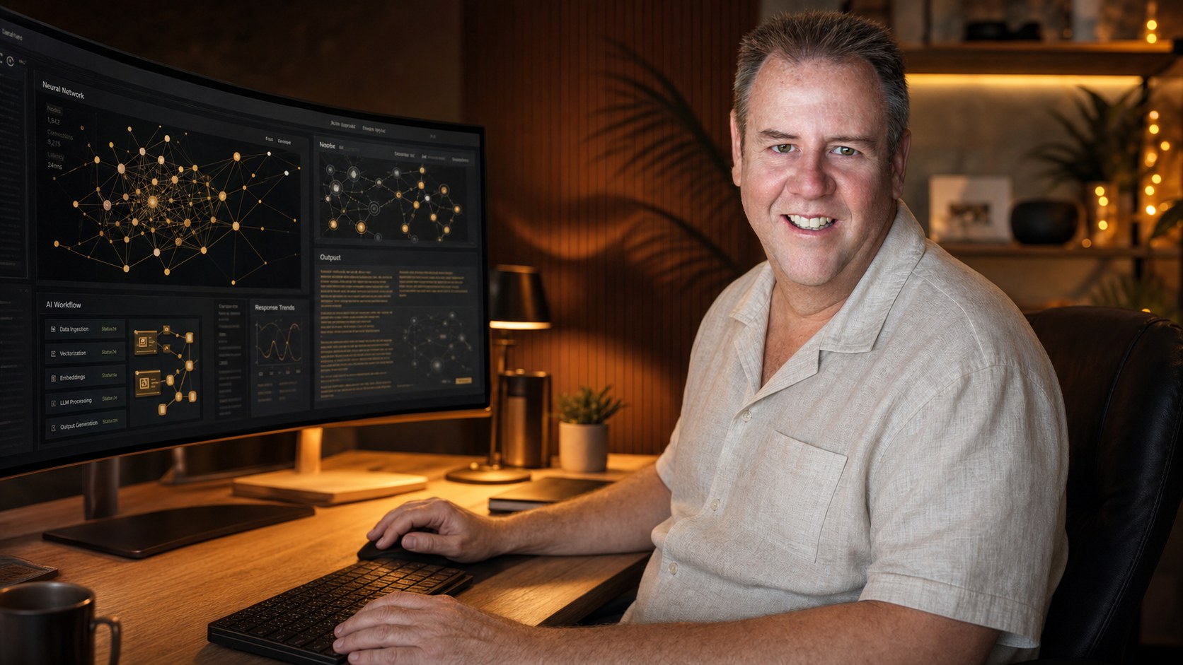 John Limbocker at his AI optimization workstation, present day