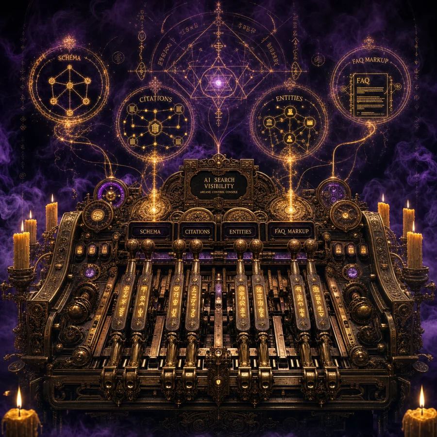 Sound Studio — a brass arcane mixing console with golden levers labeled Voice, Music, Clone, and Score — the audio creation chamber of Sorcer AIR.
